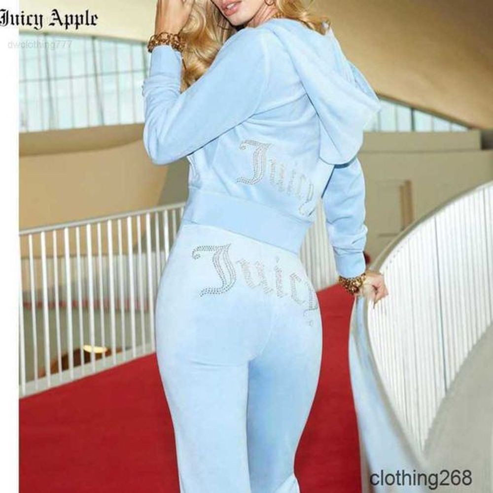 juicy apple womens tracksuits velvet sewing suits outfit two piece