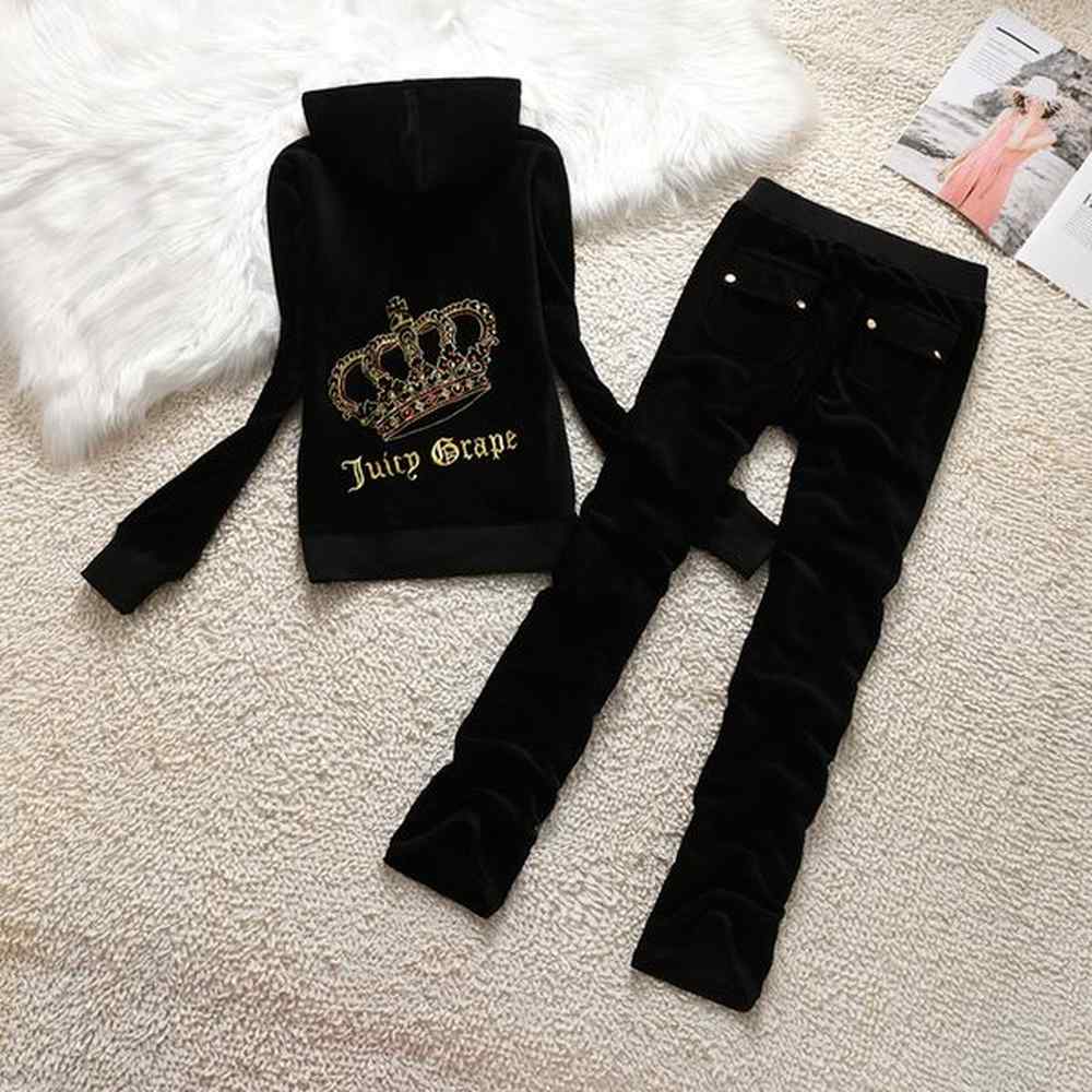 juicy grape tracksuit spring new crown velvet leisure sports