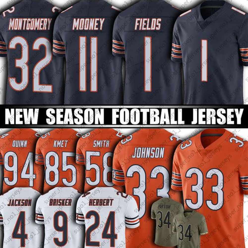 1 Justin Fields Khalil Herbert Jersey Football Darnell Mooney David Montgomery Cole Kmet Eddie Jackson Jerseys Jaquan Brisker''Bea