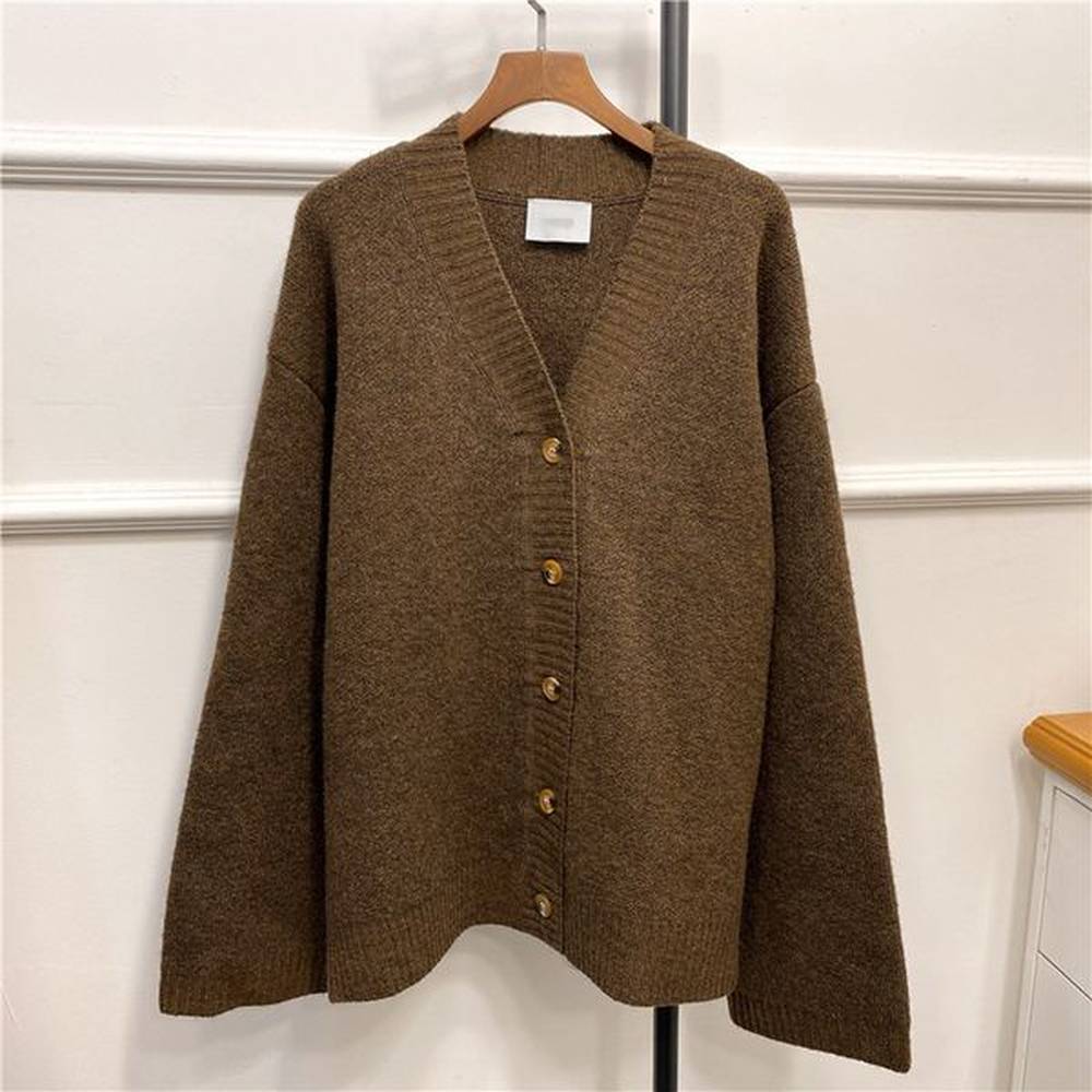 k haite loose single breasted vneck knitted cardigan jacket