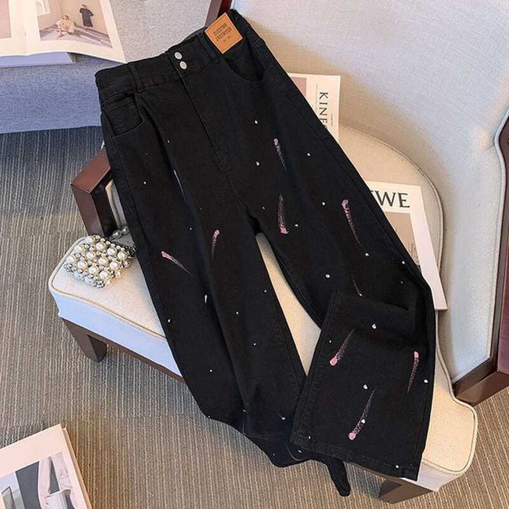 kg plus size womens hip elastic straight jeans irregular