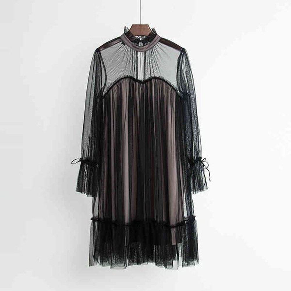 khaki black mesh lace sweet ball gown full long puff