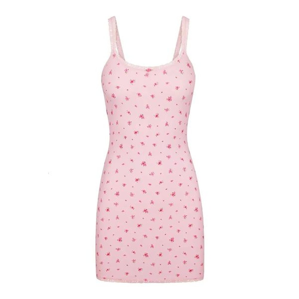 kim kardashian floral print pink halter mini skirt lace dress
