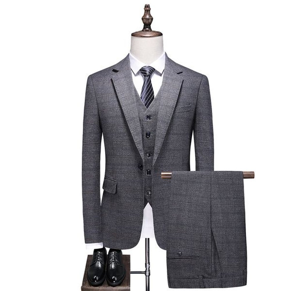 K1225New Men's Suit Plaid Large Size Casual Suit