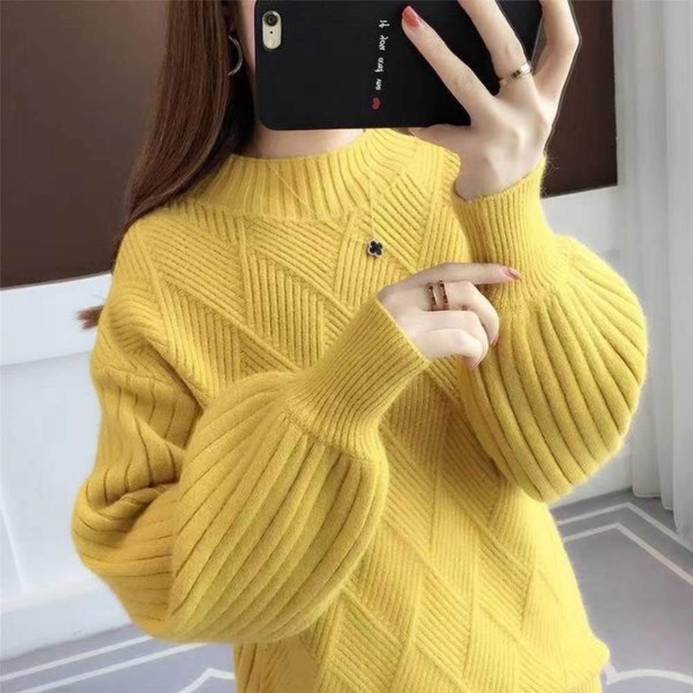 knitted base new fashionable western half high collar sweater