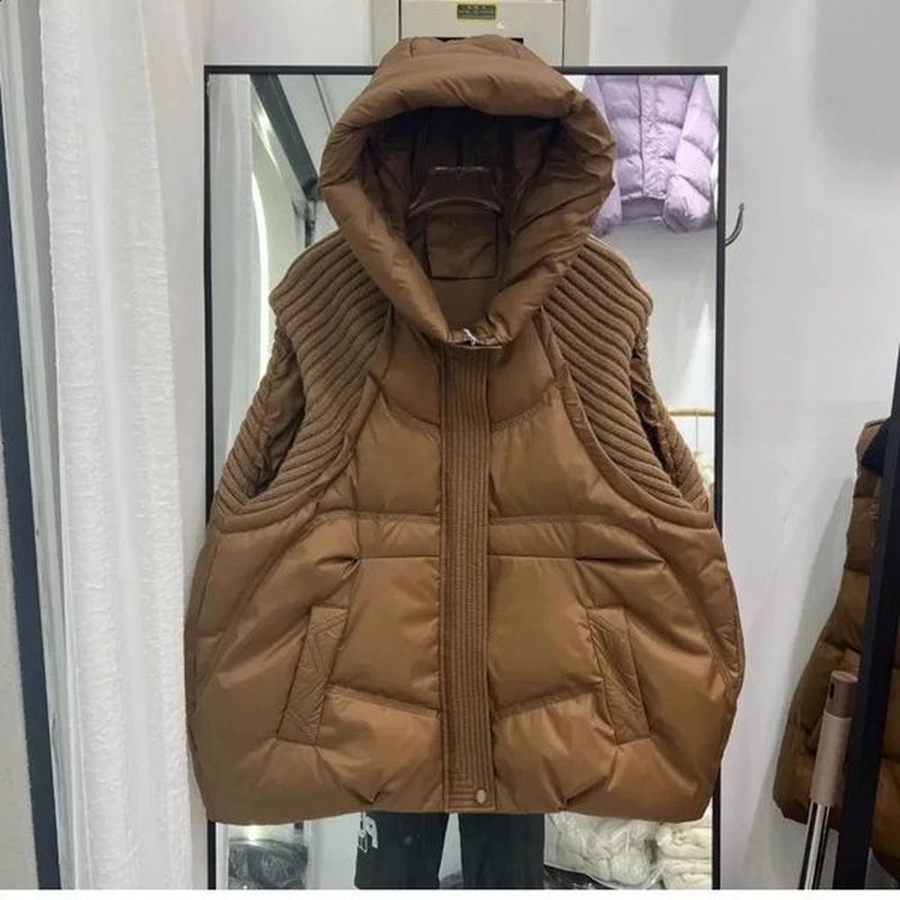 knitted spliced cotton vest jacket for womens autumn and winter