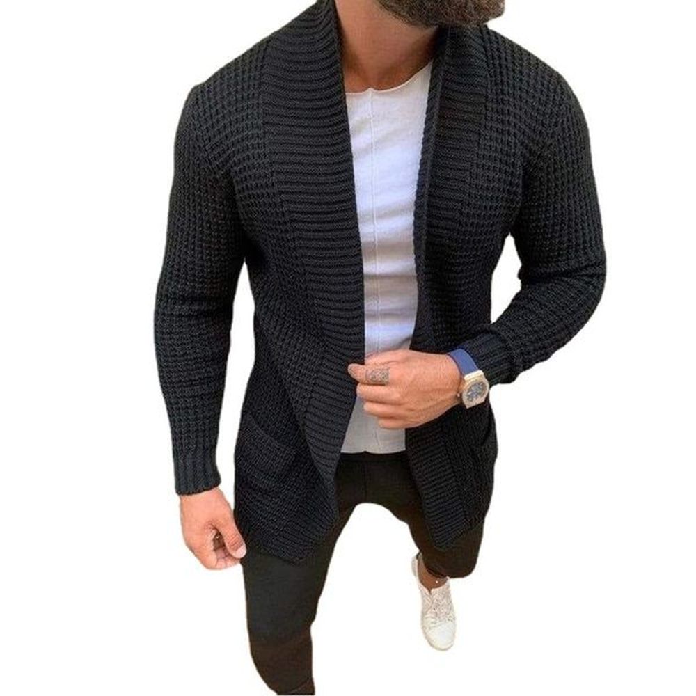 Knitwear Casual Pure Color Sweaters Loose-Fitting Coat Autumn Winter Men Cardigan Solid For Daily Wear B3