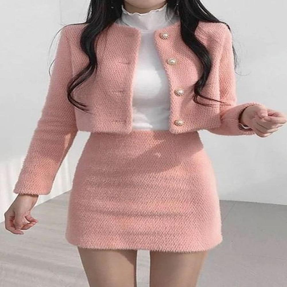 korean fashion sweet womens suit with skirt piece