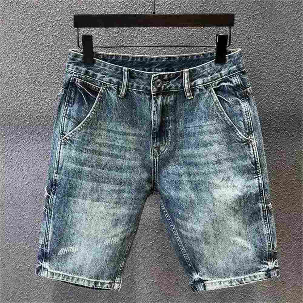 Korean Luxury Clothing 2024 Summer Cowboy Casual Denim Knee Length Shorts Men Washed Designer Boyfriend Short Jeans TrousersX240914