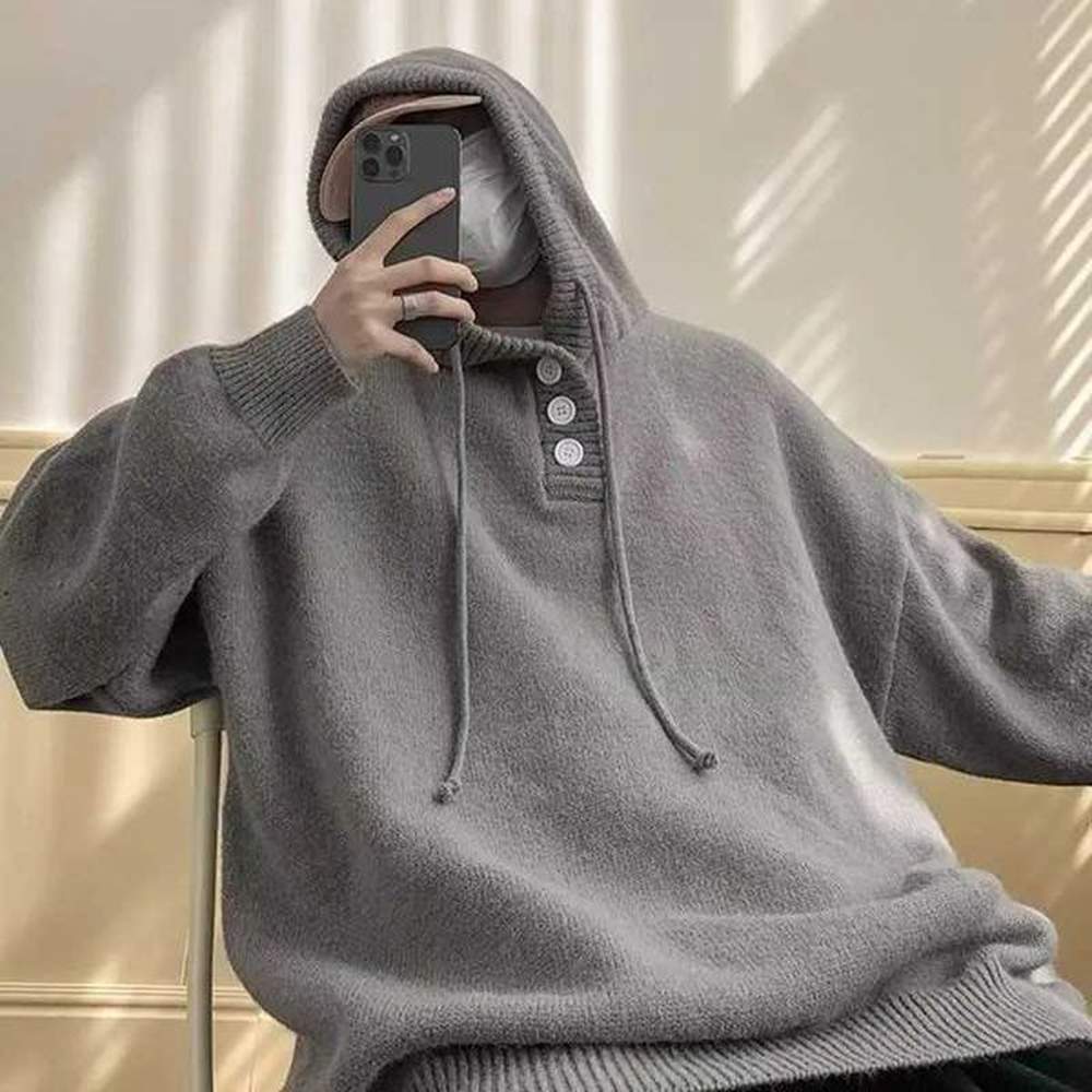 Korean style hooded sweater mens spring and autumn retro lazy jacket casual loose oversize hooded sweater men clothing y2k topsC241018
