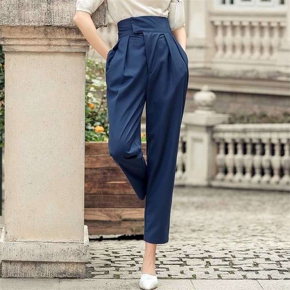 korean style womens harem pants chic ol straight high waist