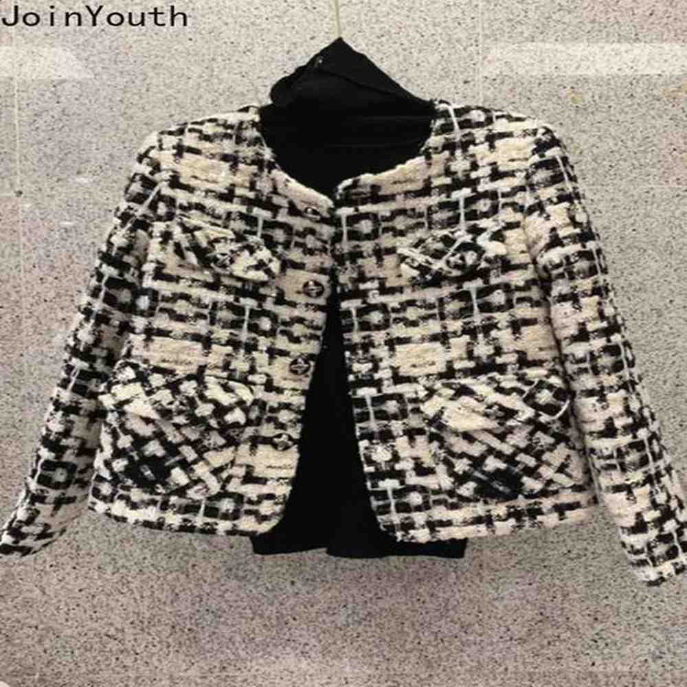 korean tweed short coat for women fall winter clothes plaid