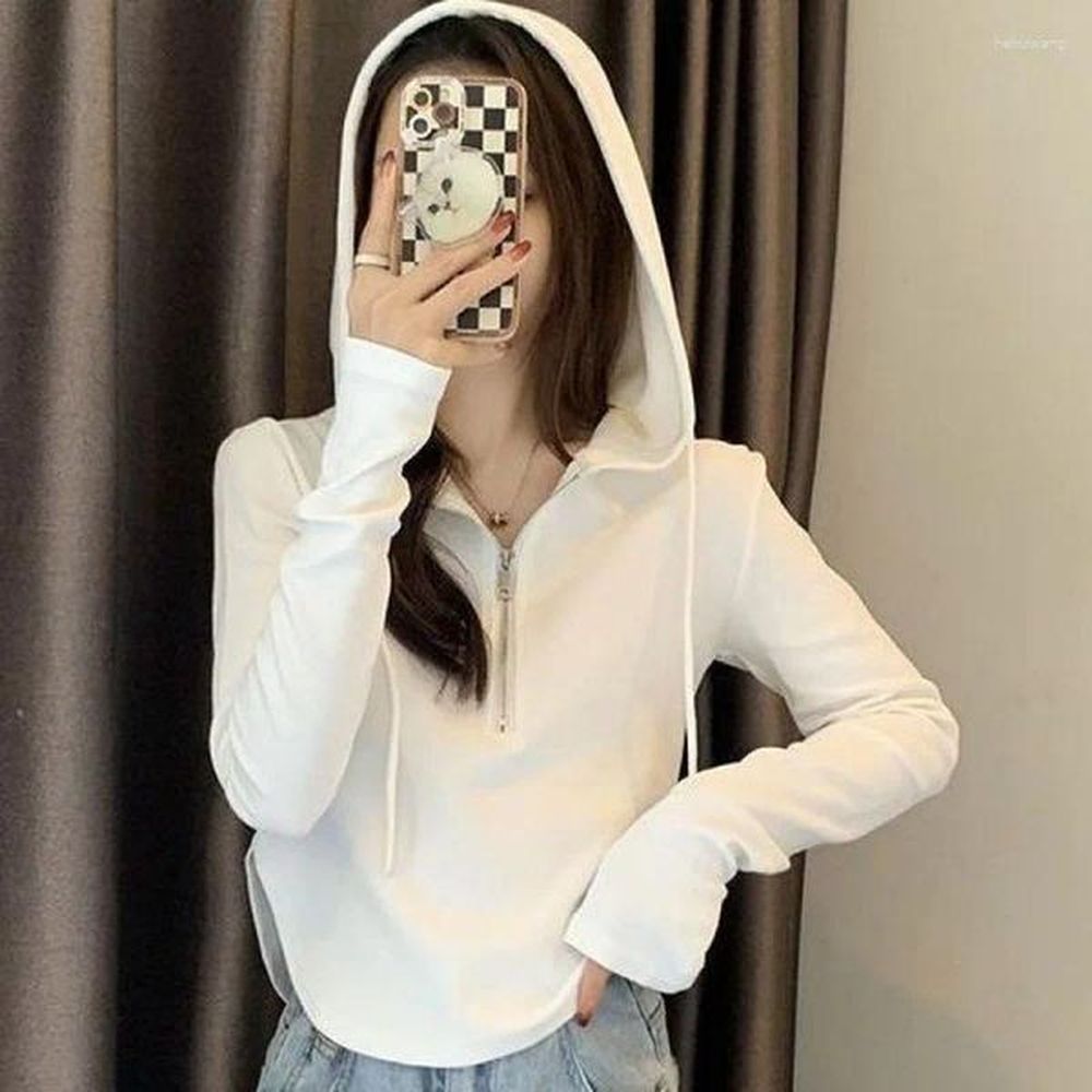 kpop zipup hoodies sexy solid cropped cardigan for women