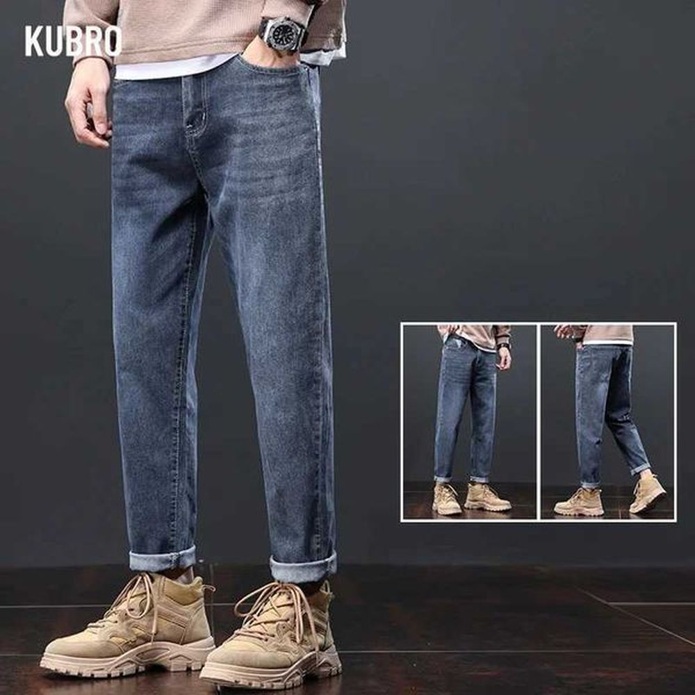 KUBRO Autumn New Classic Mens Slim Jeans Street Retro Y2K Trousers Fashion Hombre Elegant Versatile Cotton Stretch Denim PantsXJ240826