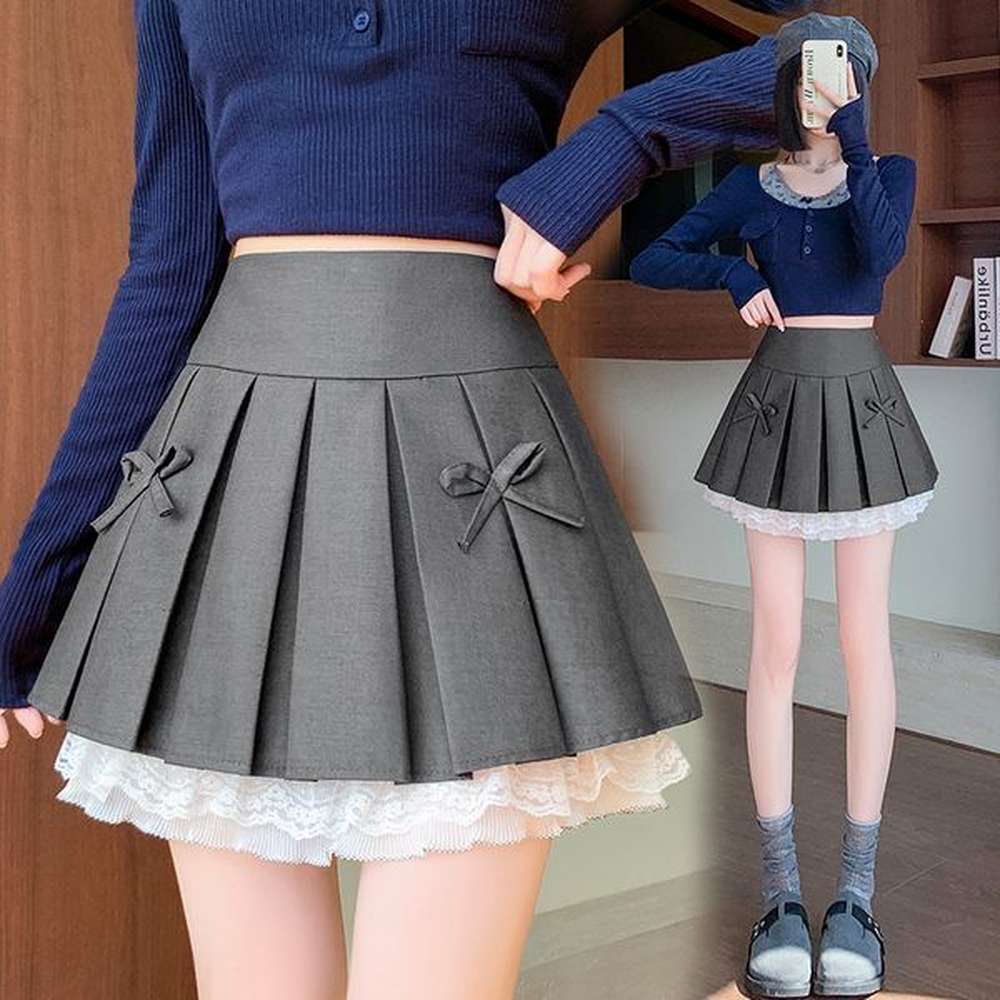 l lace skirt womens summer aline bow jk academy sweet