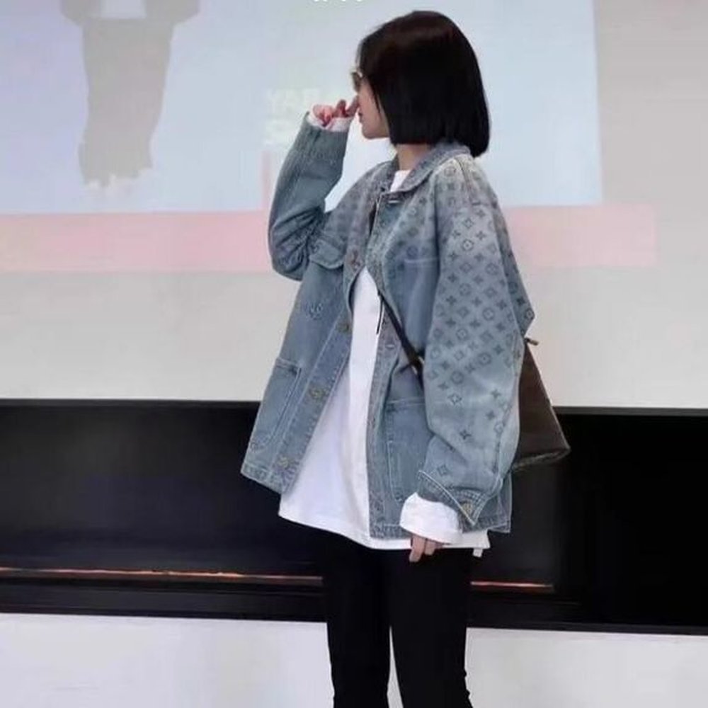 l vintage designer jacket women multiple pockets long sleeve spring