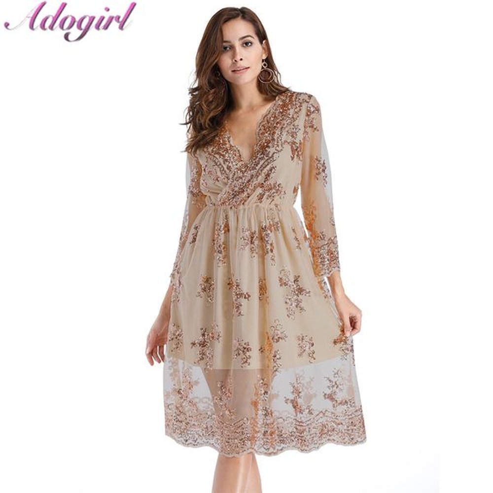 lace sequins sheer mesh beach dress women summer sexy sleeve