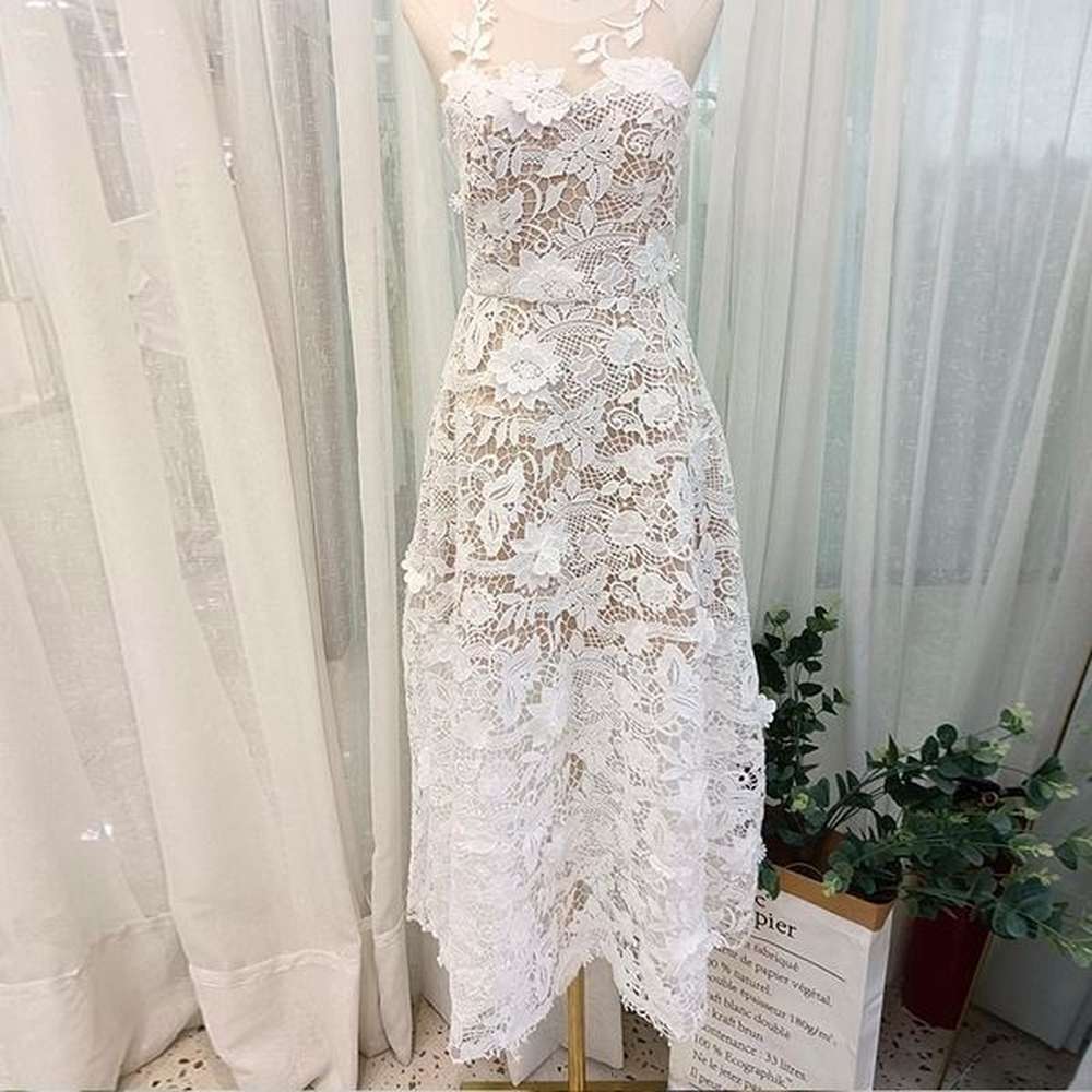 ladies lace crochet camisole dress fashion white flower hollowed out