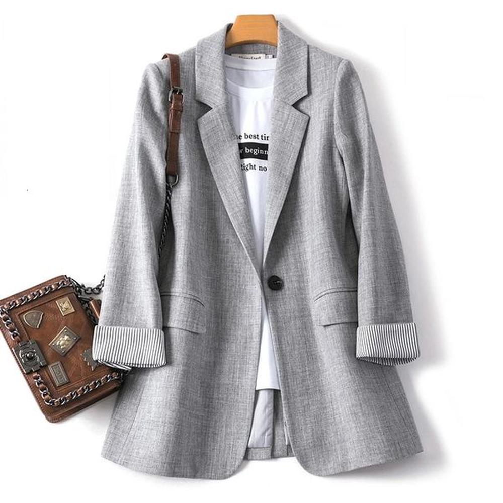 ladies long sleeve spring casual blazer fashion business plaid suits