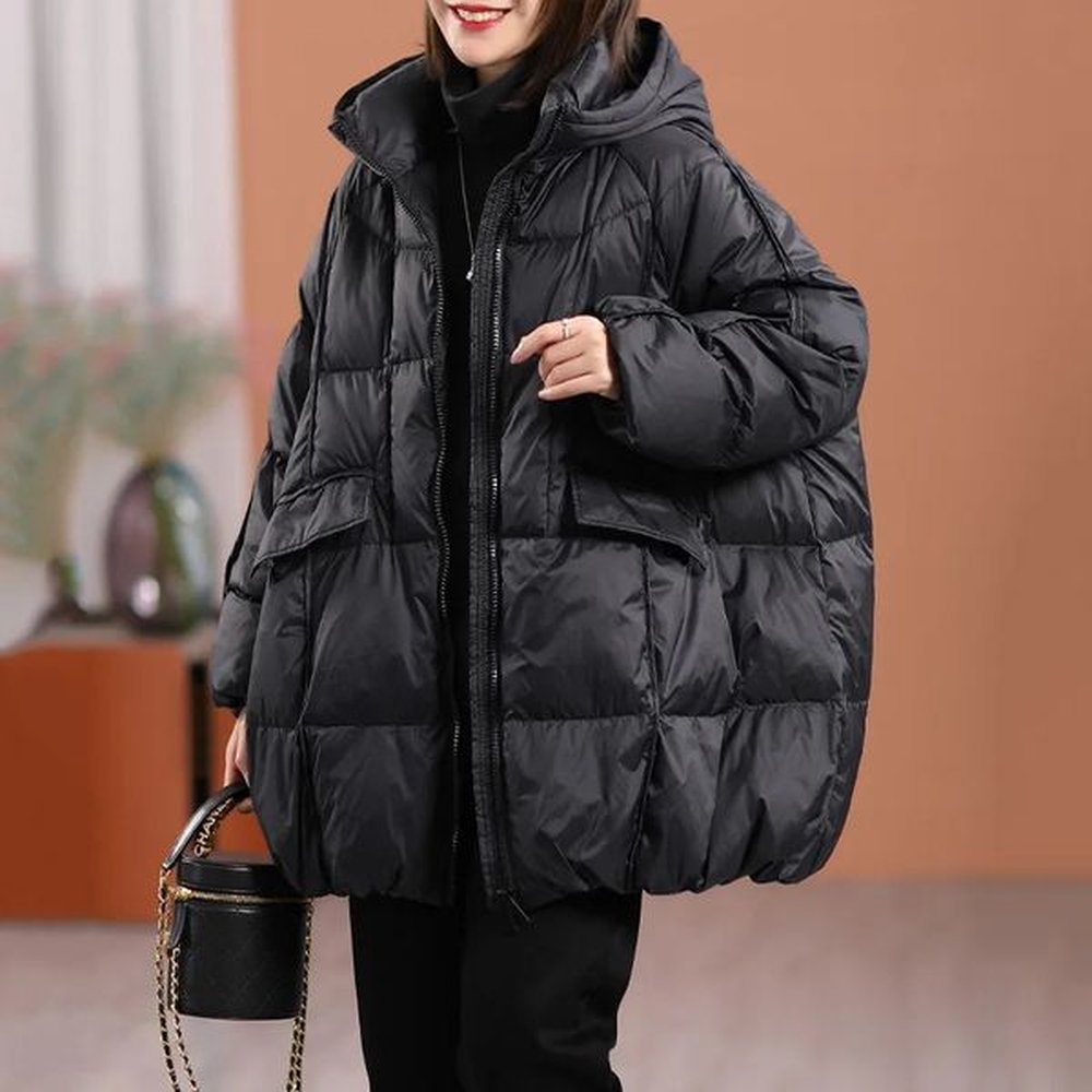 lagabogy winter womens white duck down jacket hood warm oversized