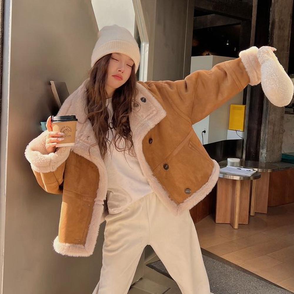 lamb fur fur one new fur coat in autumn and