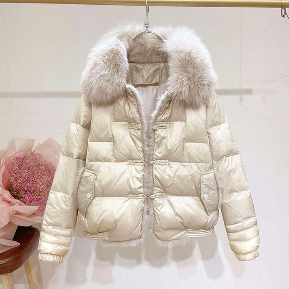 lapel fox big fur collar ing mink short down jacket