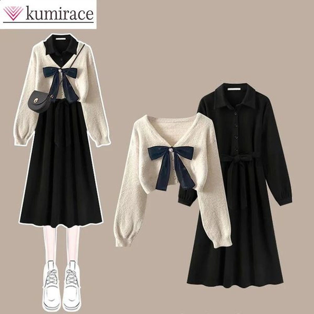 large autumn womens korean edition academy sweater versatile dress two