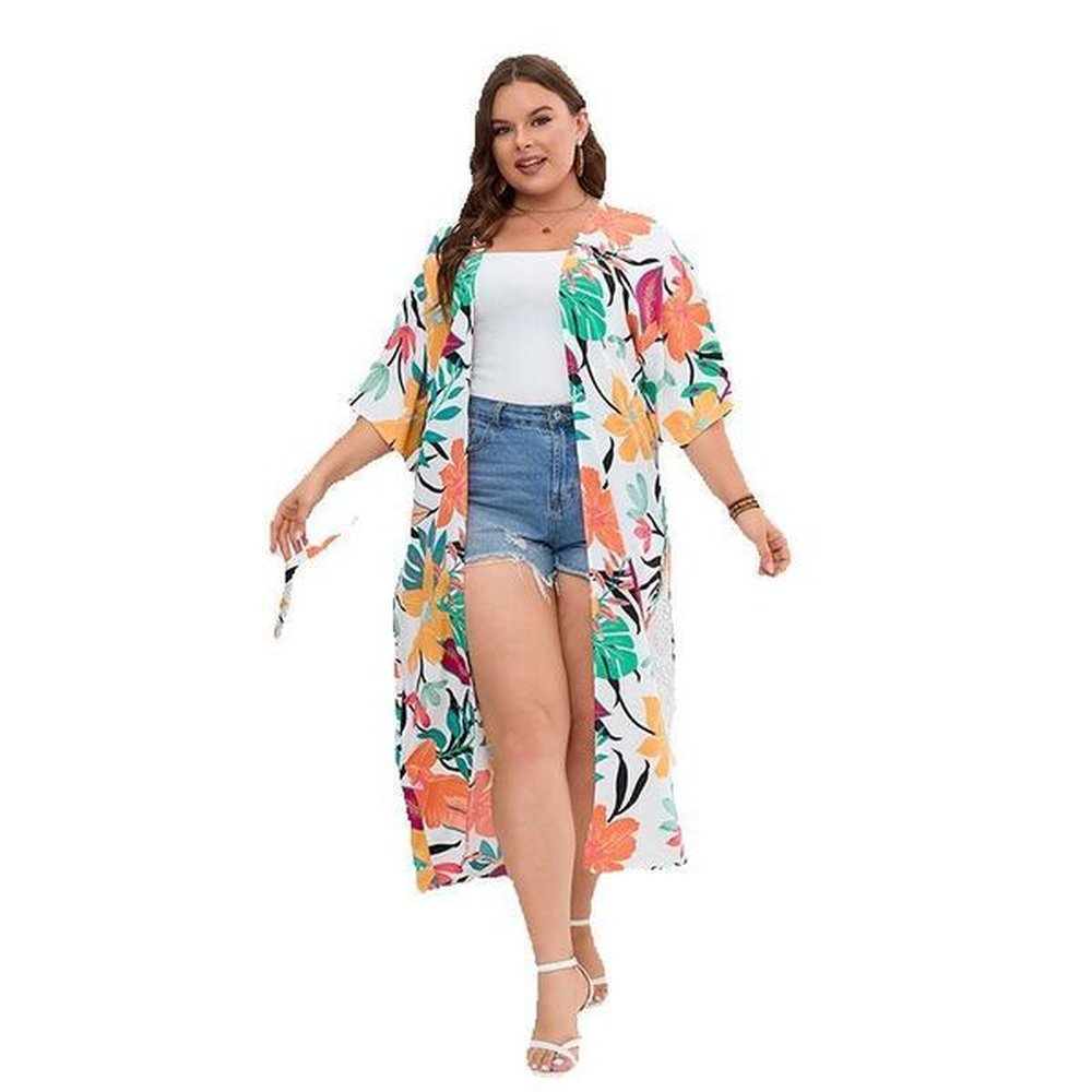 large casual vacation style sun protection clothing bohemian loose print