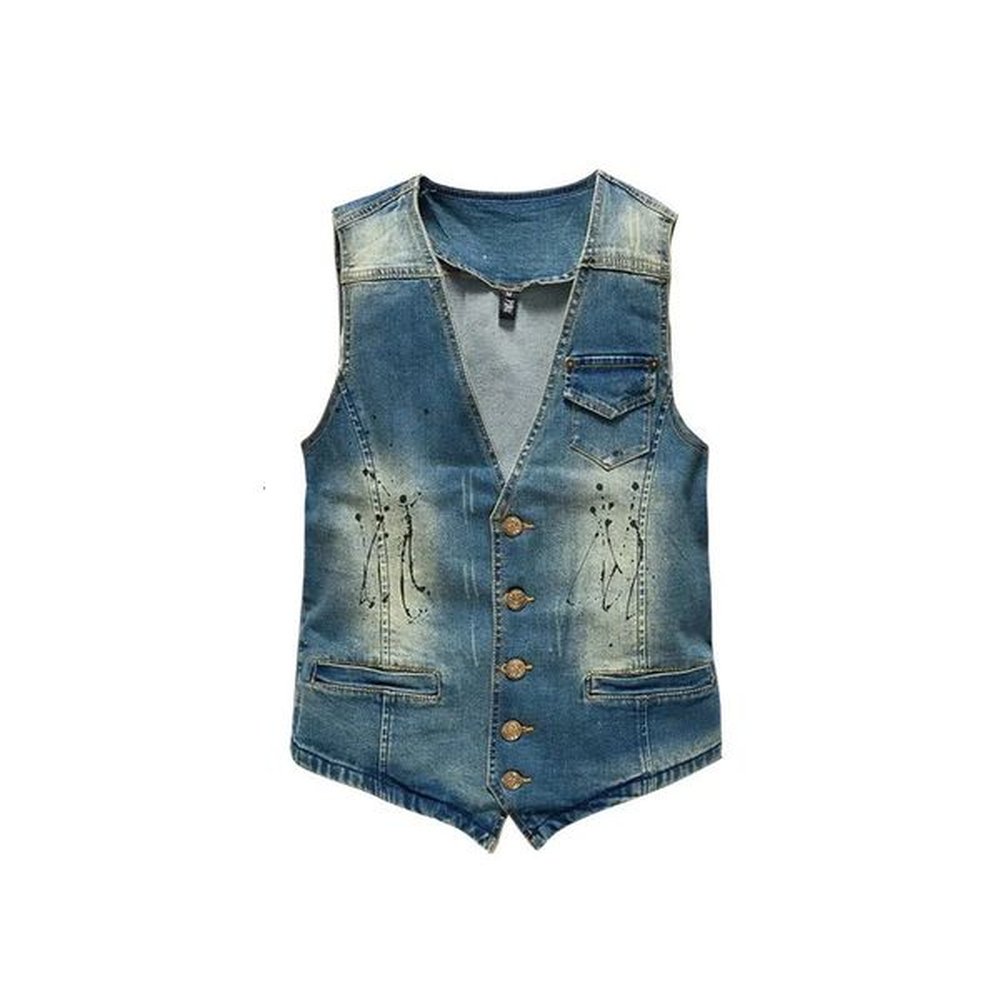 Large Size Trendy Mens Korean Version Denim Vest Slim Fit Mens Clothing Personality Trend Casual Denim Camisole 250108