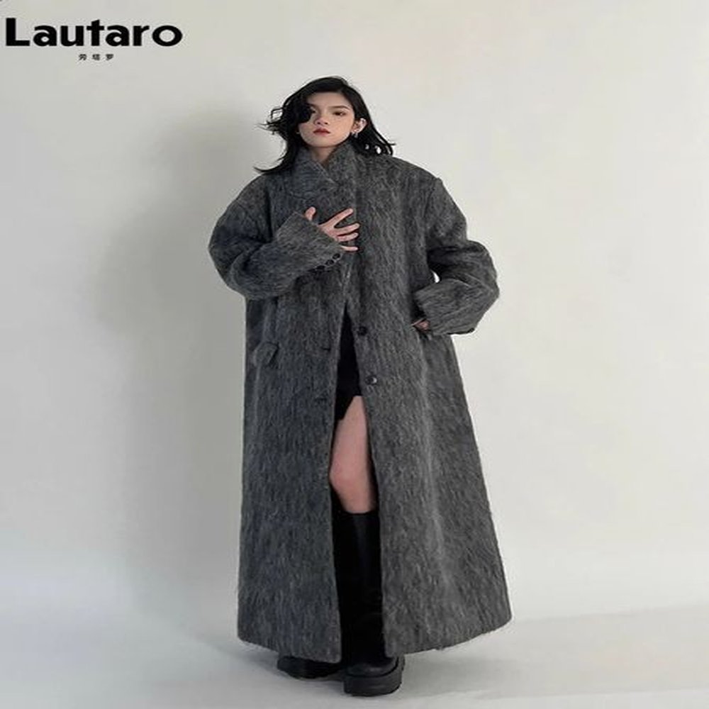 lautaro autumn winter clothe oversized long casual warm grey wool