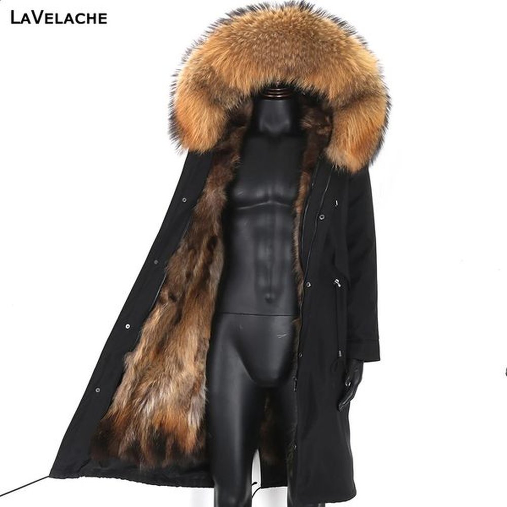 LaVelache Waterproof Winter Coat Men XLong Parkas Real Fox Fur Liner Natural Raccoon Collar Hood Thick Warm Male Jacket 241120