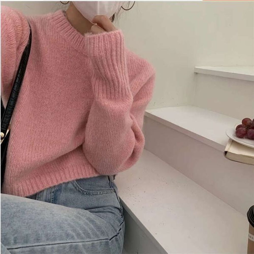 lazy loose solid color soft sticky short autumn and winter