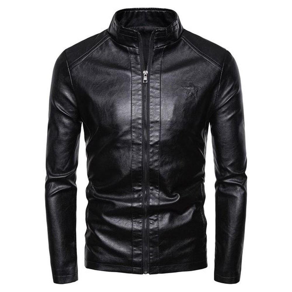 Leather Jacket Men New Arrival Casual Coat Men's British Style Fashion Turtleneck Soft Leather Coat