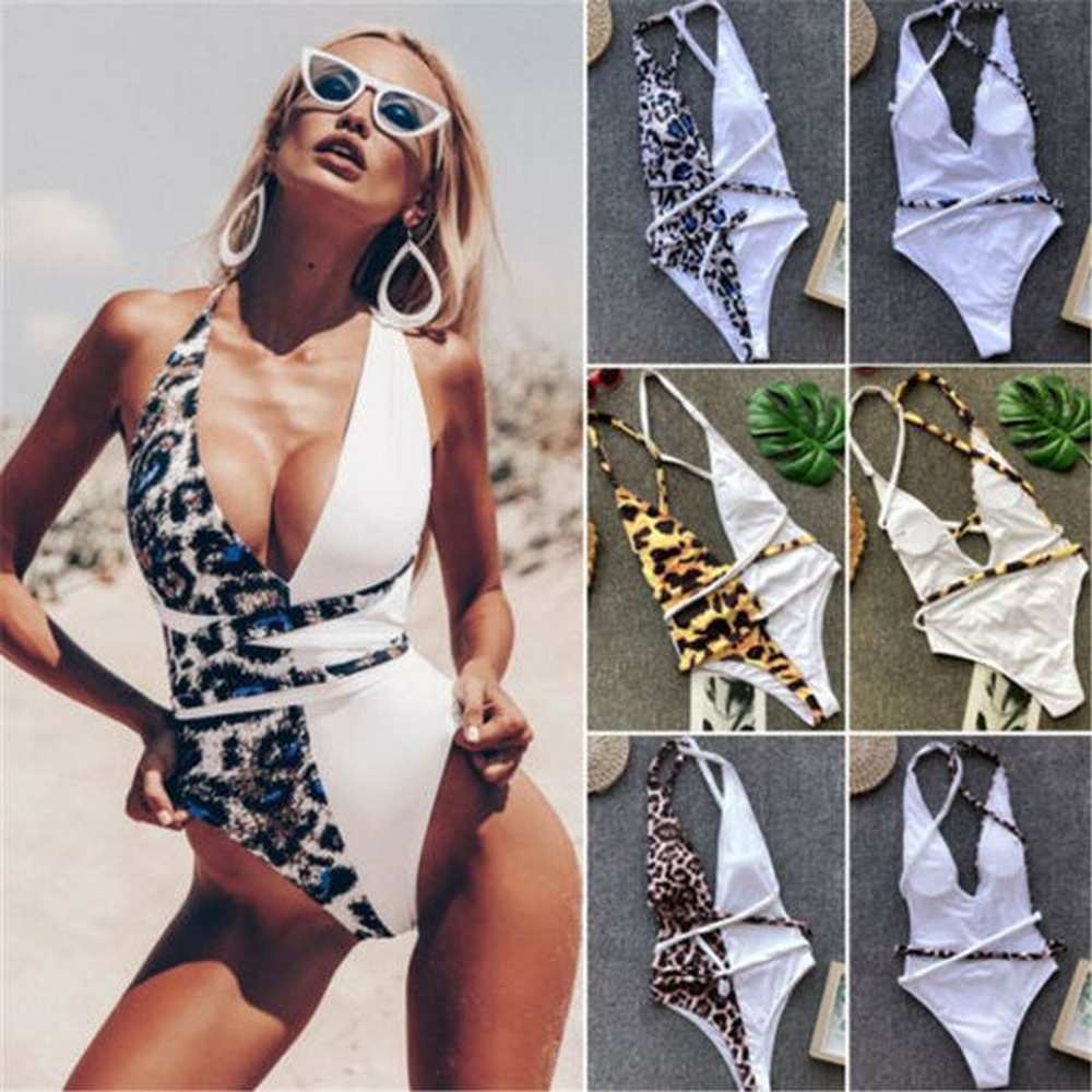 leopard snake print swimsuits women thong push up one piece