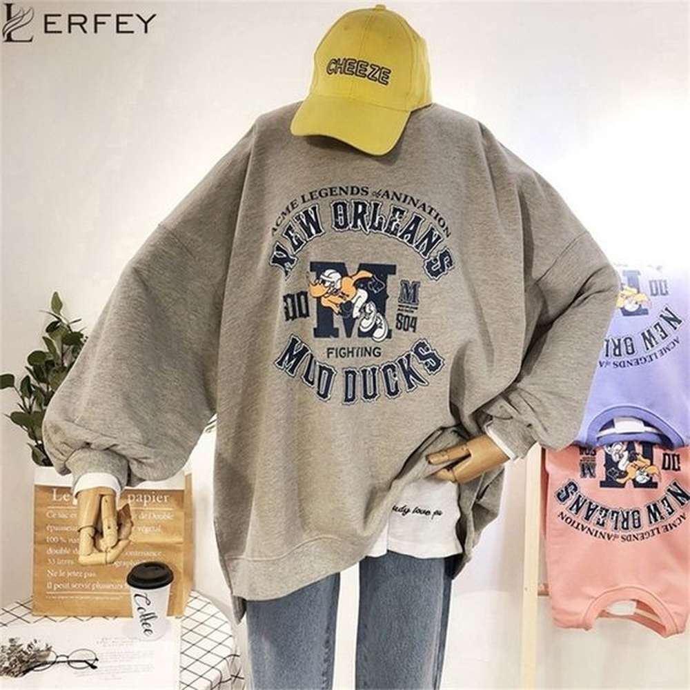 lerfey women sweatshirt streetwear letter print sweatshirts autumn spring oneck