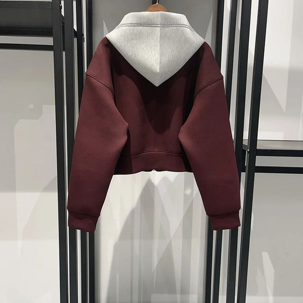 letter embroidery women splices hoodies jacket autumn long sleeve two