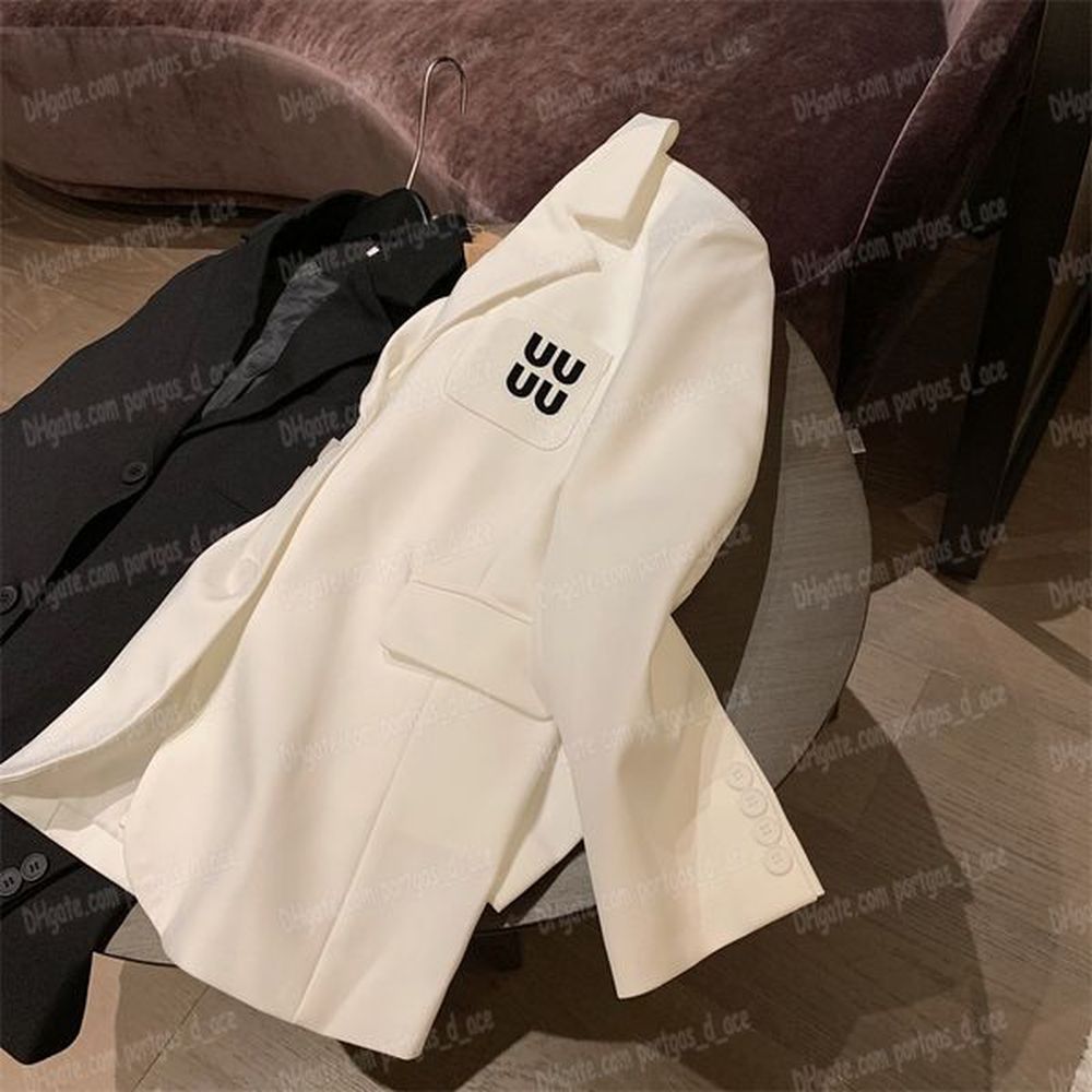 letter flocked women blazers luxury designer suit jacket black white