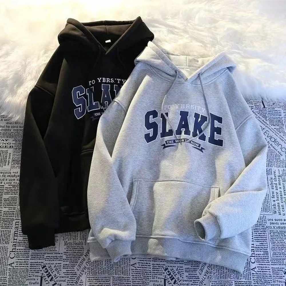 letter print autumn winter long sleeve hooded men women