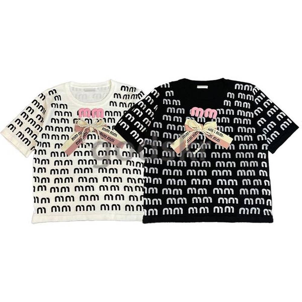 letter printed bow t shirt women stylish crew neck short