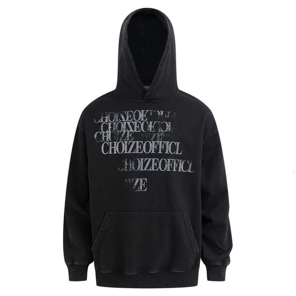 Letter printed hooded sweatshirt, autumn men's street fashion brand, washed and worn, casual loose fitting pullover, long sleeved hoodi