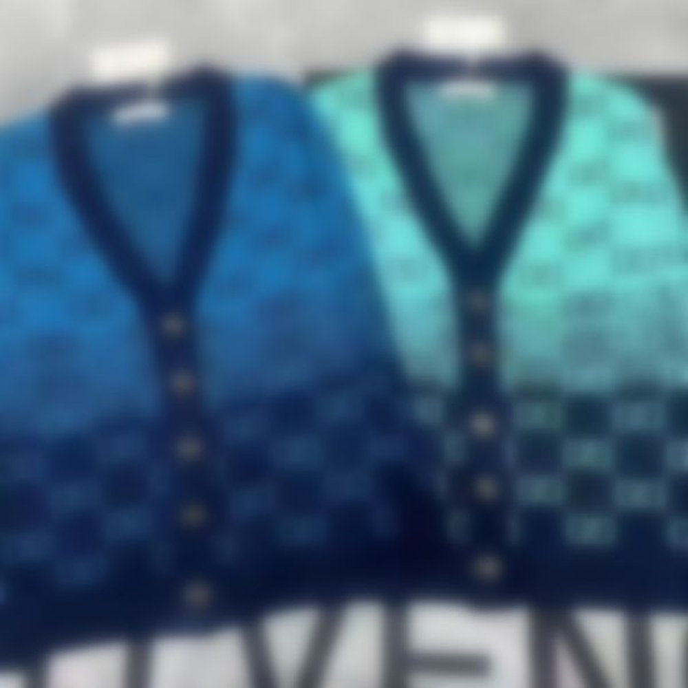 letters new knitted cardigan jacquard fall gradient fashion sweater