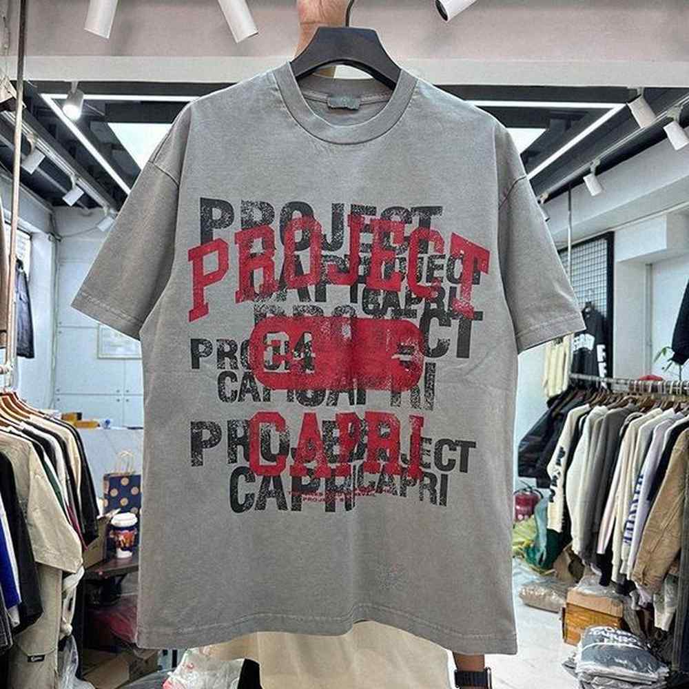 Letters Vintage Tee Washed Printed Short Sleeve T-shirt Men Women Summer Cotton High Quality Top