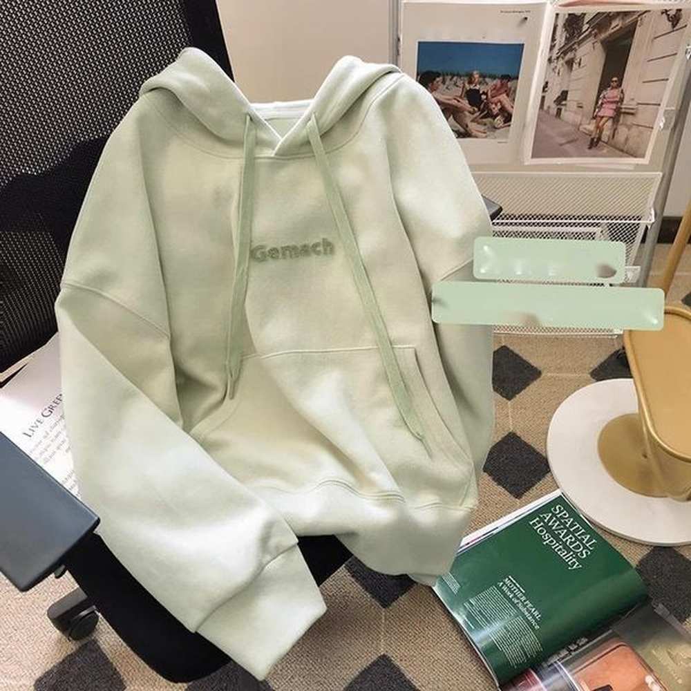 light womens polo hoodies sweet sweatshirts green letter hooded sweatshirt