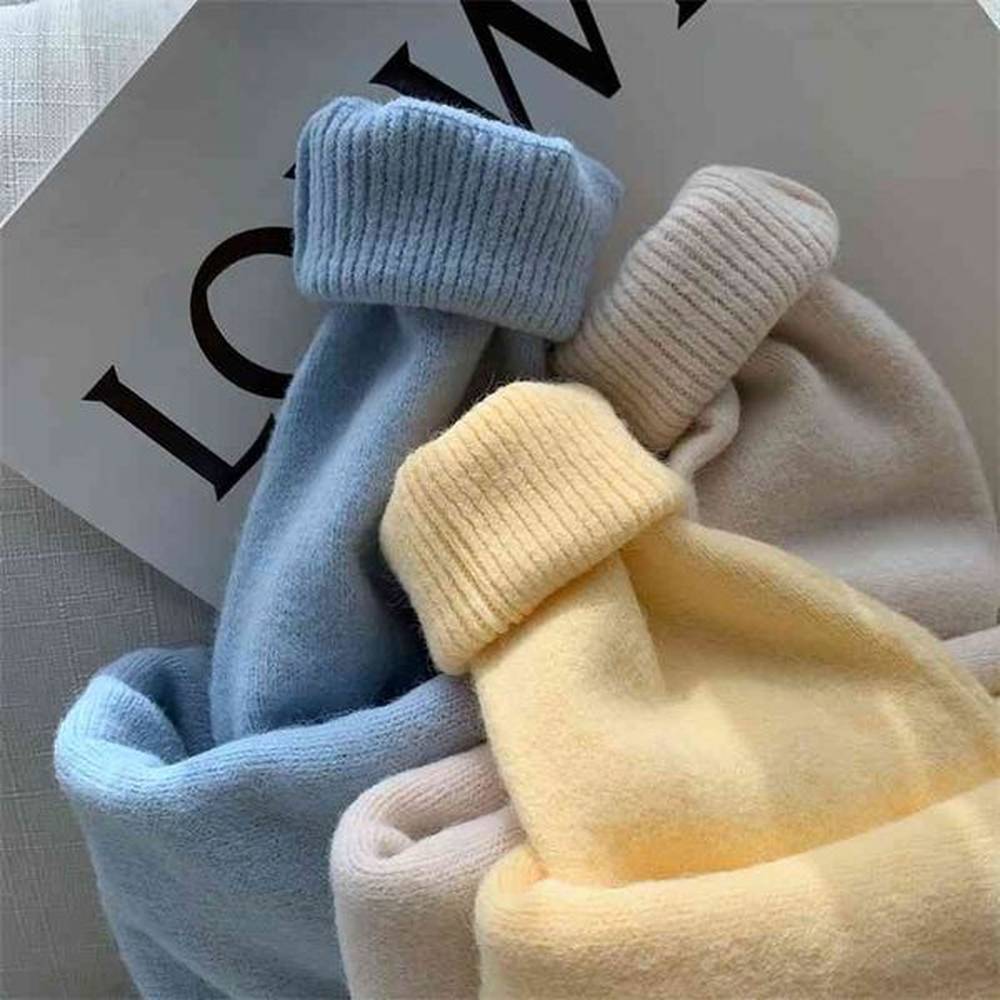 light yellow round neck sweater pure color pullover womens soft