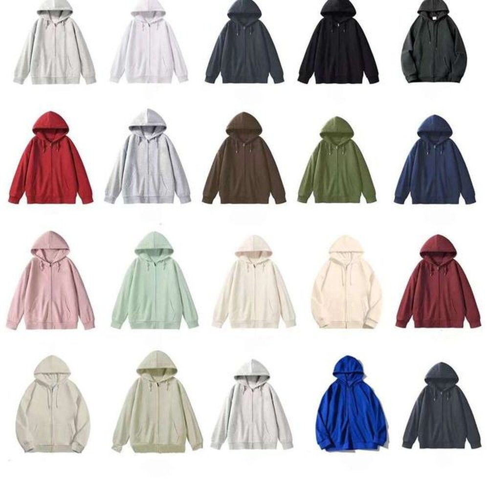 Live streaming pure cotton 420 heavyweight hooded zipper cardigan sweatshirt, men's and women's solid color plus velvet sports top