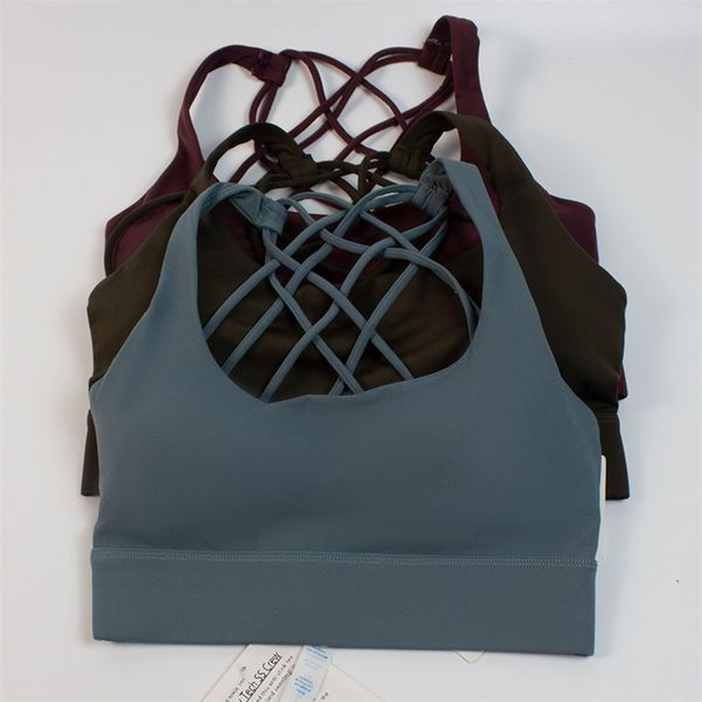 lm shockproof cross straps bra yoga outfit running gym sport