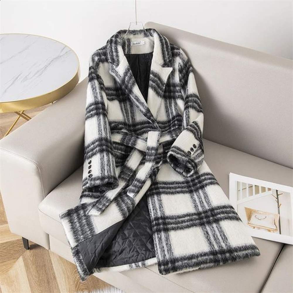 long plaid woolen coat womens autumn winter korean loose british