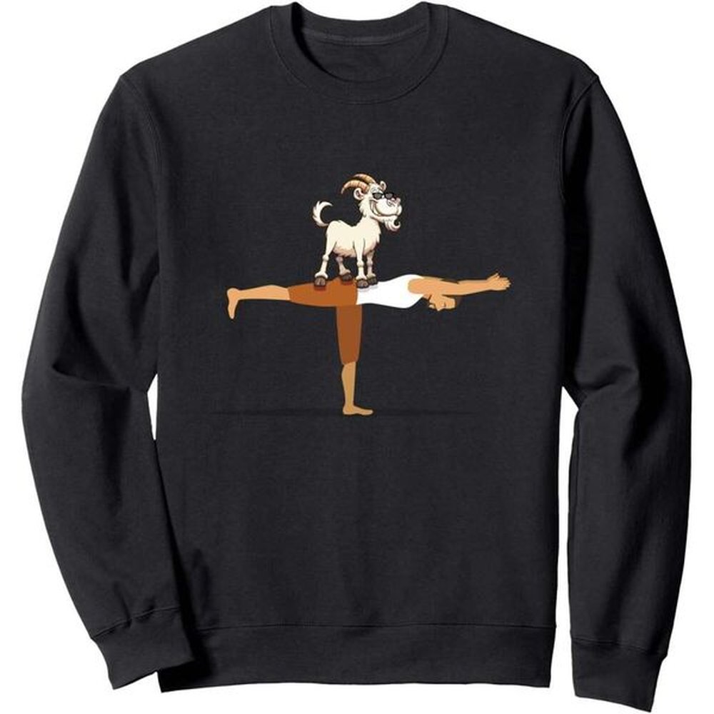 Long Sleeve Shirts For Men Sweatshirt Cute Goat Doing - Farm Yoga Pose Funny Gift Sweatshirt Graphic Tee Streetwear Casual Tops Clothes swea