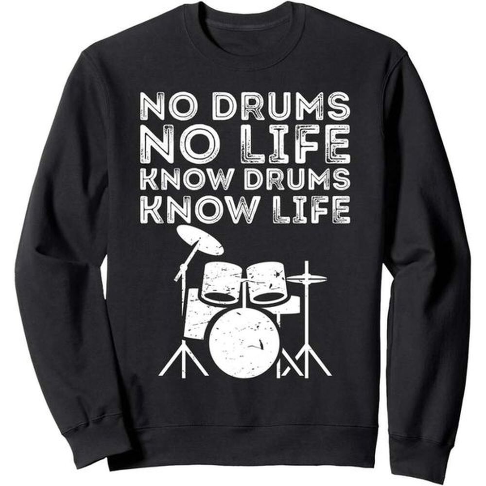 Long Sleeve Shirts For Men Sweatshirt Drums No Life Rock Roll Vintage Birthday Sweatshirt Graphic Tee Streetwear Casual Tops Clothes sweatsh