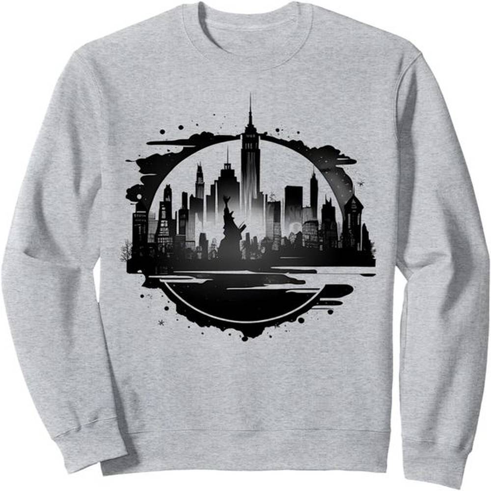Long Sleeve Shirts for Men sweatshirt New York City Skyline Silhouette Souvenir NY Gift Sweatshirt Tee Streetwear Casual tops clothes